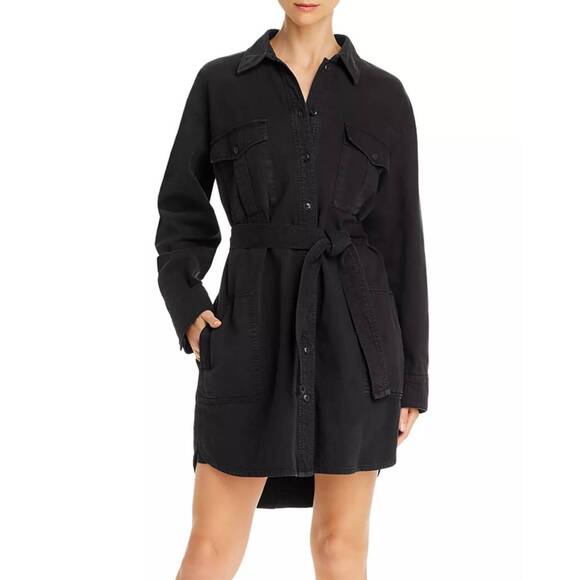 NEW RAG & BONE full placket shirt dress in black
